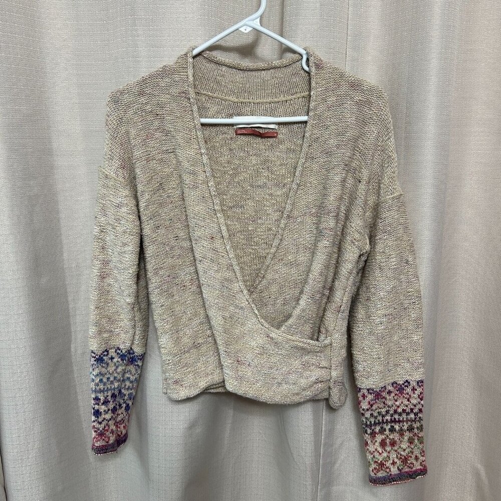Pilcro Drew Surplice Wool Blend Sweater Women's Size XS Fair Isle Inspired